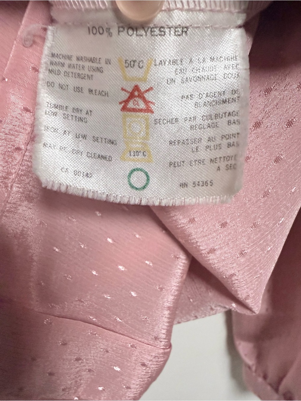 Vintage 1970s/80s Mauve Bow Secretary Blouse Silky Pin-Dot *size note* Romantic - Picture 12 of 15